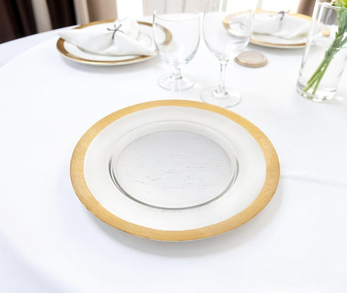 Round Gold Border Glass Charger Plate